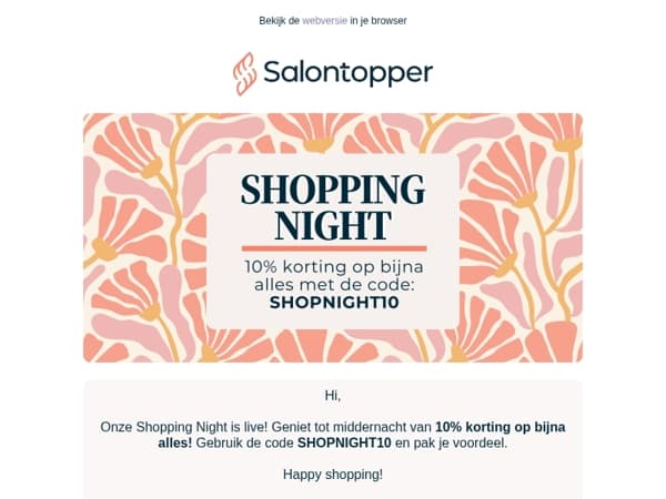 -10% korting op bijna alles 🛒 Onze Shopping Night is LIVE