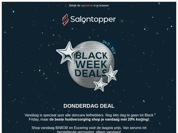 DONDERDAG DEAL 🪩 20% KORTING op BABOR en Eucerin voor alle skincare liefhebbers!