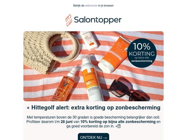 10% korting op bijna alle zonbescherming ☀️