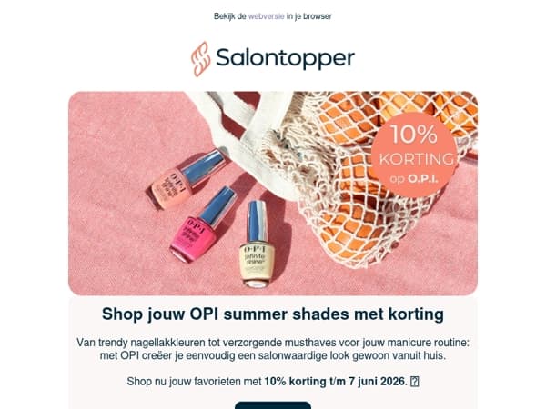 Shop trendy OPI kleuren met 10% korting 💅