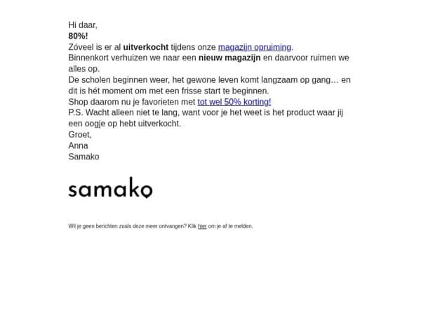 Het magazijn stroomt leeg...