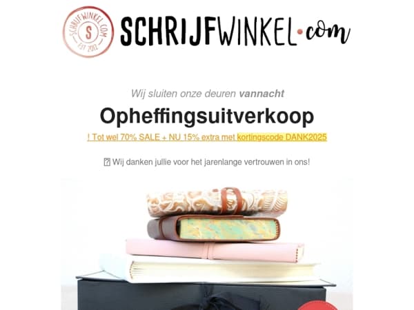 OPHEFFINGSUITVERKOOP: nog maar een paar uur!