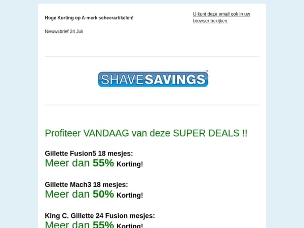 DagDeals > -55% ! Gillette Fusion5, Mach3, Venus, King C mesjes > 50% KORTING! + meer TOP AANBIEDINGEN!