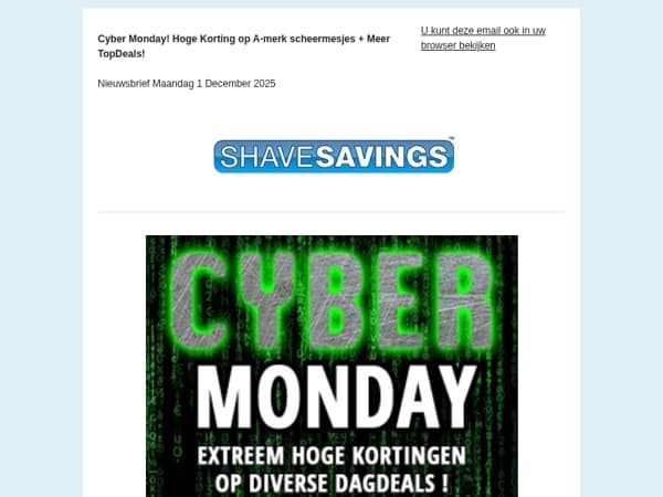 >>CYBER MondayDeals!<< o.a. Gillette en Wilkinson Tot > 60% KORTING! + BESTEL EN PROFITEER NU!