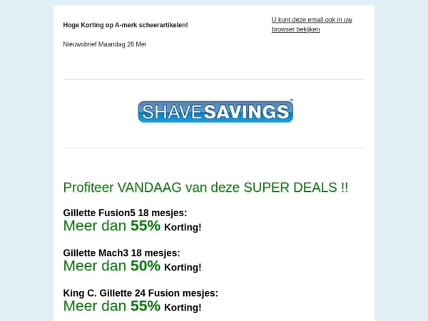 DagDeals > -50% ! Gillette Fusion5, Mach3, King C mesjes > 50% KORTING! + meer TOP AANBIEDINGEN!