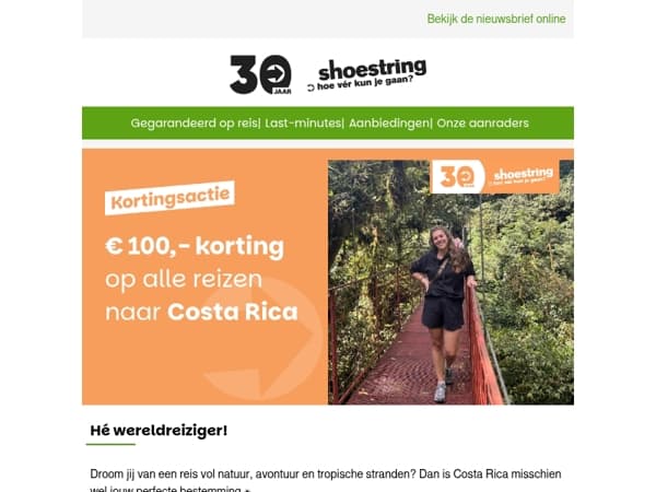 Pura Vida! € 100,- korting op Costa Rica
