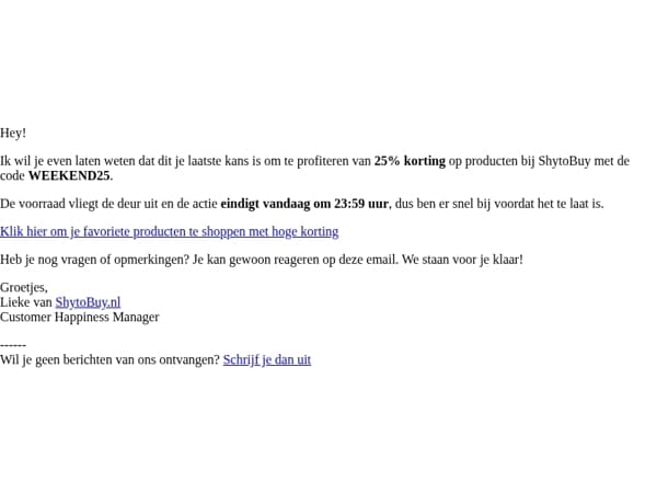 Laatste dag 25% korting bij ShytoBuy