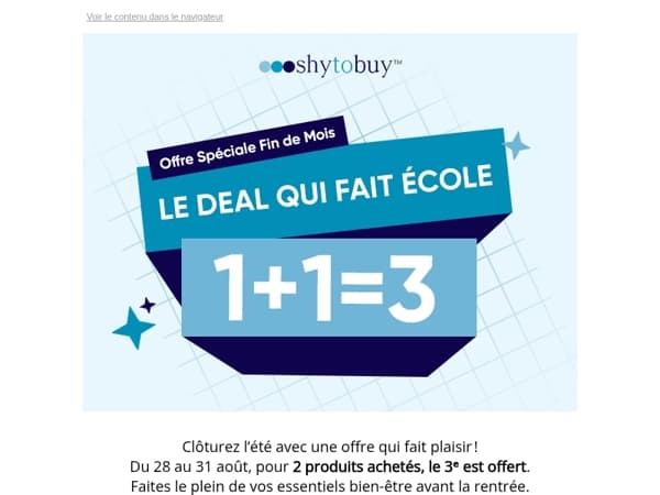 ☀️ Promo de Fin de Mois ShytoBuy : 3 pour 2 !