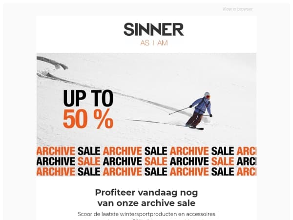 Achive sale bij SINNER, tot 50% korting