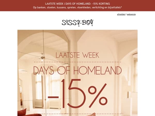 Alleen deze week nog: -15% korting