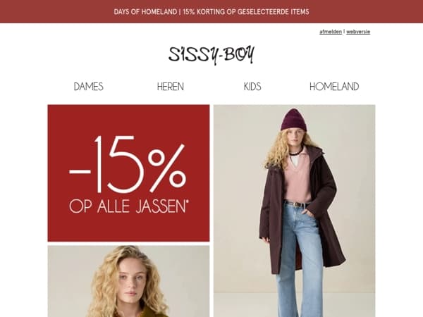 15% korting op jassen