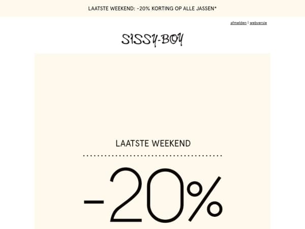 Laatste weekend: -20% korting op jassen!