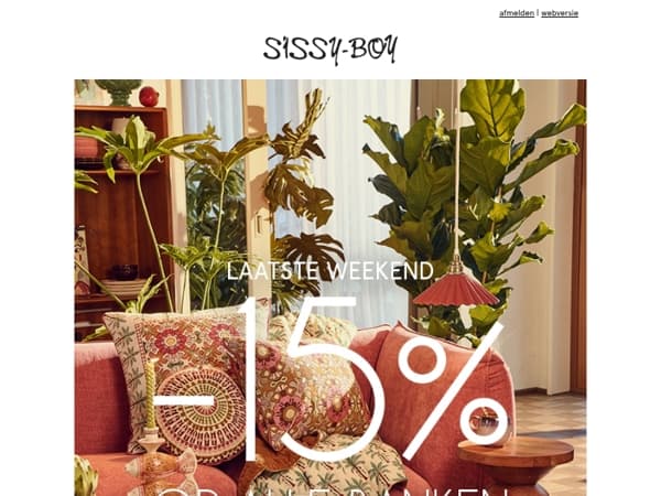 Laatste weekend: 15% korting op alle banken