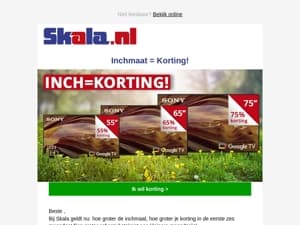 Hoe groter de inchmaat, hoe groter je korting!