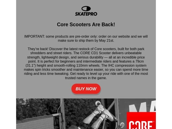 Don’t miss the Core scooters restock!