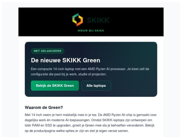 Maak kennis met de nieuwe SKIKK Green