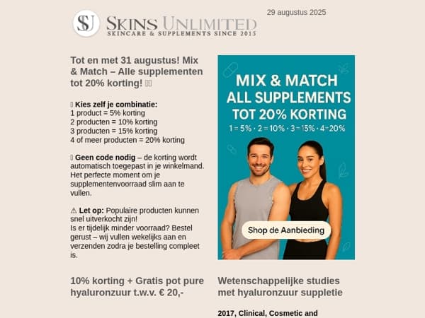Nog 2 dagen: Op Medik8 skincare ontvang je 10% korting én een gratis Hyaluronzuur supplement.