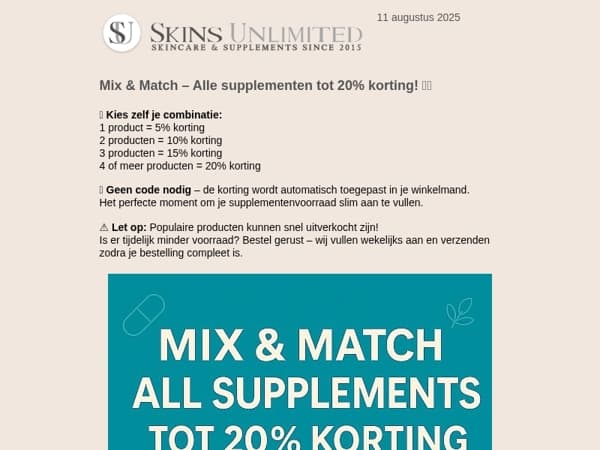 Mix & Match – Tot 20% Korting op alle supplementen: