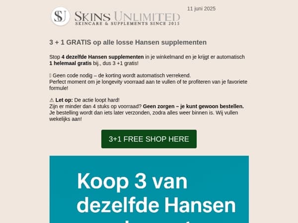 🎁 3 + 1 Free Hansen Longevity Supplementen