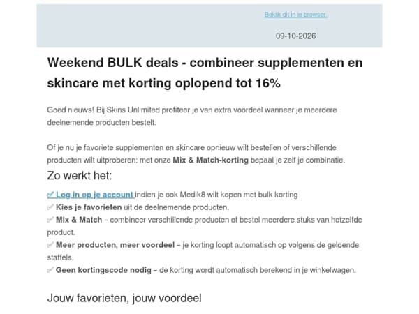 Weekend BULK deals - combineer supplementen en Medik8 met korting oplopend tot 16%