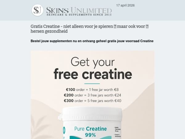 Gratis Creatine 🆓🎁  - niet alleen voor je spieren 💪 maar ook voor 🧠 hersen gezondheid