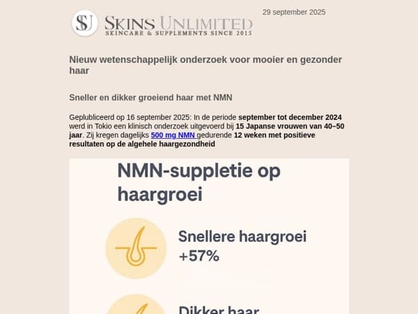 Nieuw wetenschappelijk onderzoek: 72% toename in sterker en gezonder haar en 57% snellere haargroei