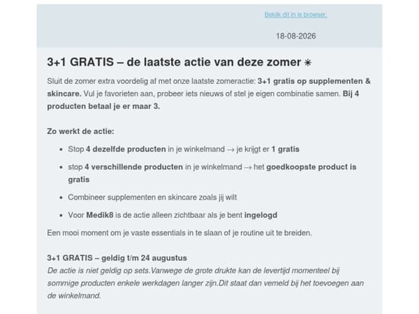 3+1 gratis 🎉: de laatste grote actie van deze zomer