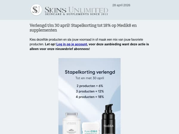 Laatste dag! 18% stapelkorting verlengd tot en met 30 april