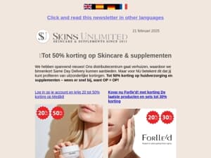 Tot 50% korting op supplementen % skincare / 50% SALE