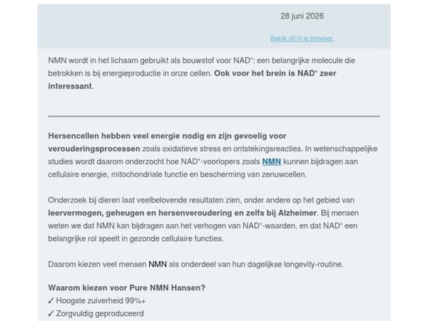 Verbeter je hersengezondheid met NMN - 15% korting