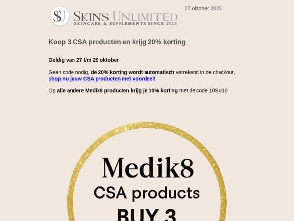 Koop 3 producten en krijg 20% korting