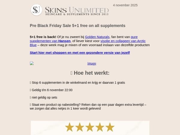 5+1 FREE is back Pre Black Friday Sale on all supplements