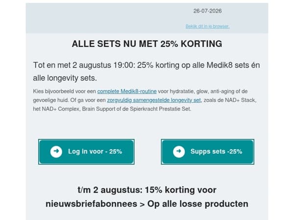 Alle Medik8 & longevity sets nu 25% korting