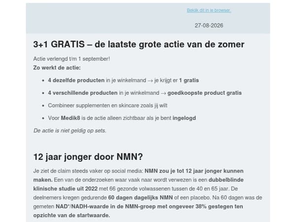 12 jaar jonger door NMN en NAD? 3+1 gratis is verlengd