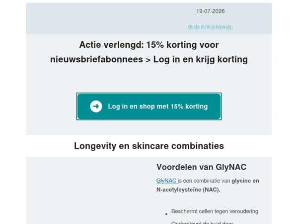 Onze actie op alles is verlengd en bekijk wat Glynac voor jouw huid en gezondheid kan betekenen