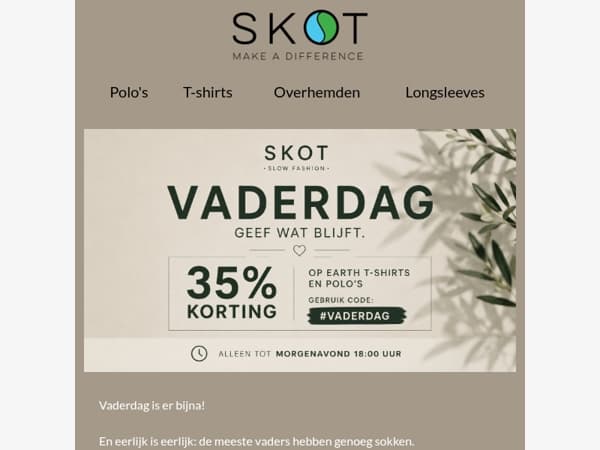 35% korting voor Vaderdag – alleen tot morgen 18:00 uur