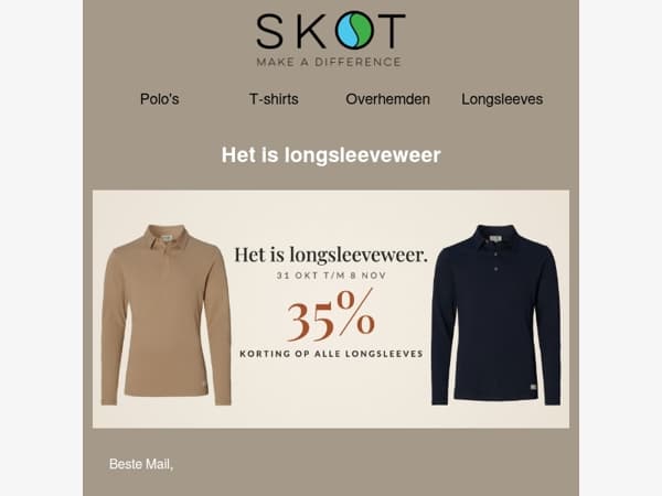 Hey Mail, 35% korting op de longsleeve