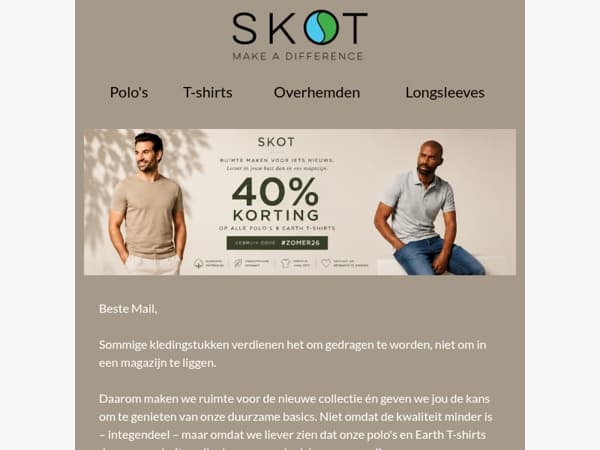 40% korting – Help ons ruimte maken voor de nieuwe collectie