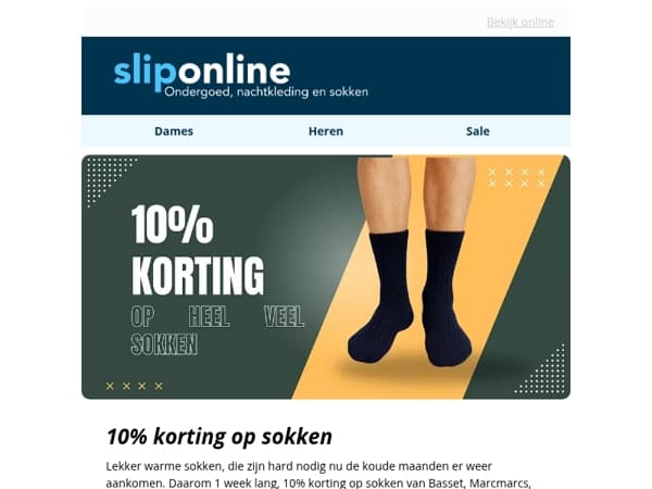 10% korting op sokken van topmerken