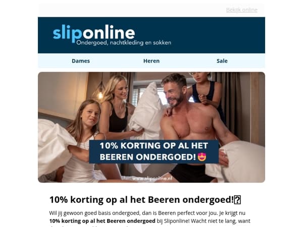 Nu, 10% korting op Beeren ondergoed