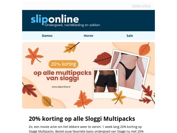 Nu, 20% korting op alle Sloggi Multipacks