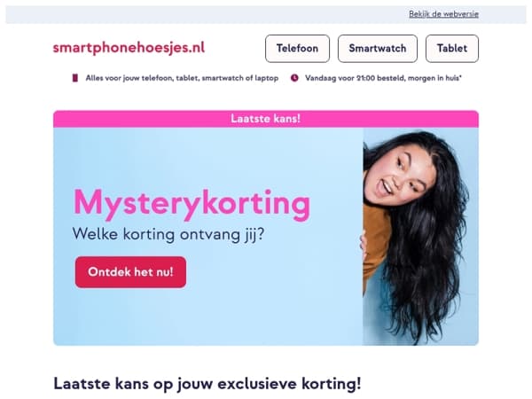 Laatste kans: jouw exclusieve korting verdwijnt bijna...