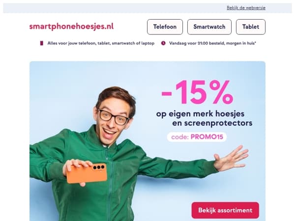 Psstt... je 15% korting staat nog klaar! 😏