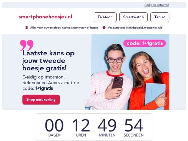 1+1 gratis actie verloopt ⌛
