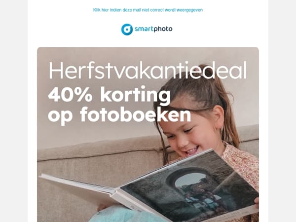  40% korting op fotoboeken! 🍂Geniet van de herfstvakantie.