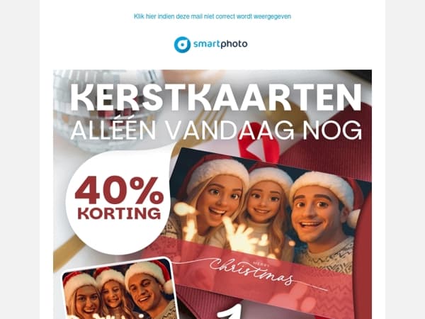 Hi, laatste dag: 40% korting op kerstkaarten