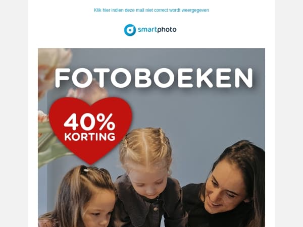 Hi, krijg 40% korting op fotoboeken