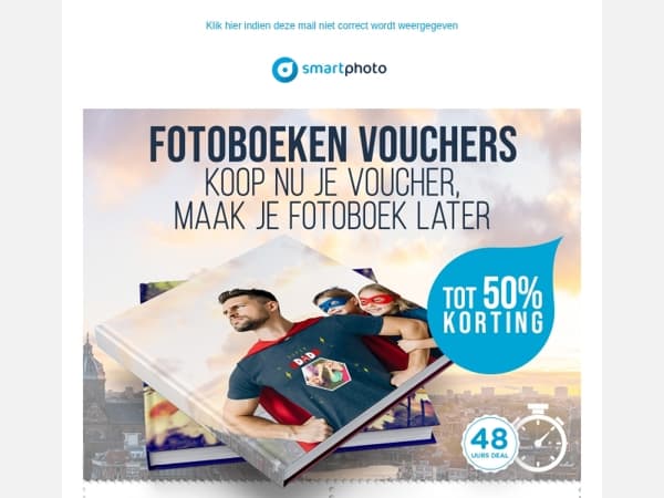 Hi, tot 50% korting op fotoboeken vouchers
