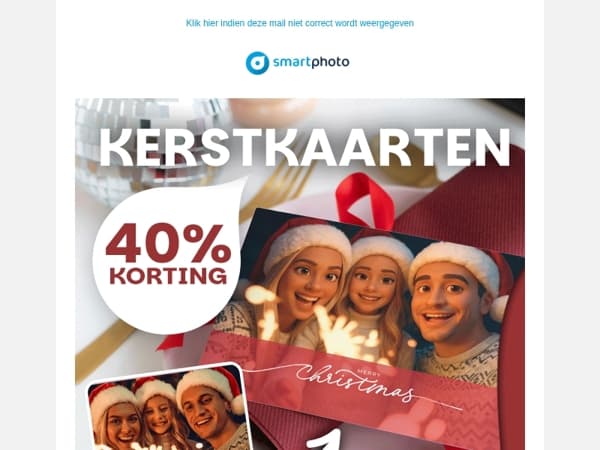 Hi, alleen dit weekend: 40% korting op kerstkaarten