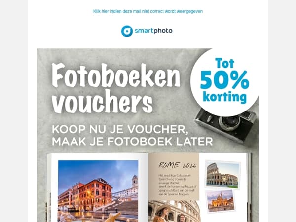 Hi, tot 50% korting op fotoboeken vouchers
